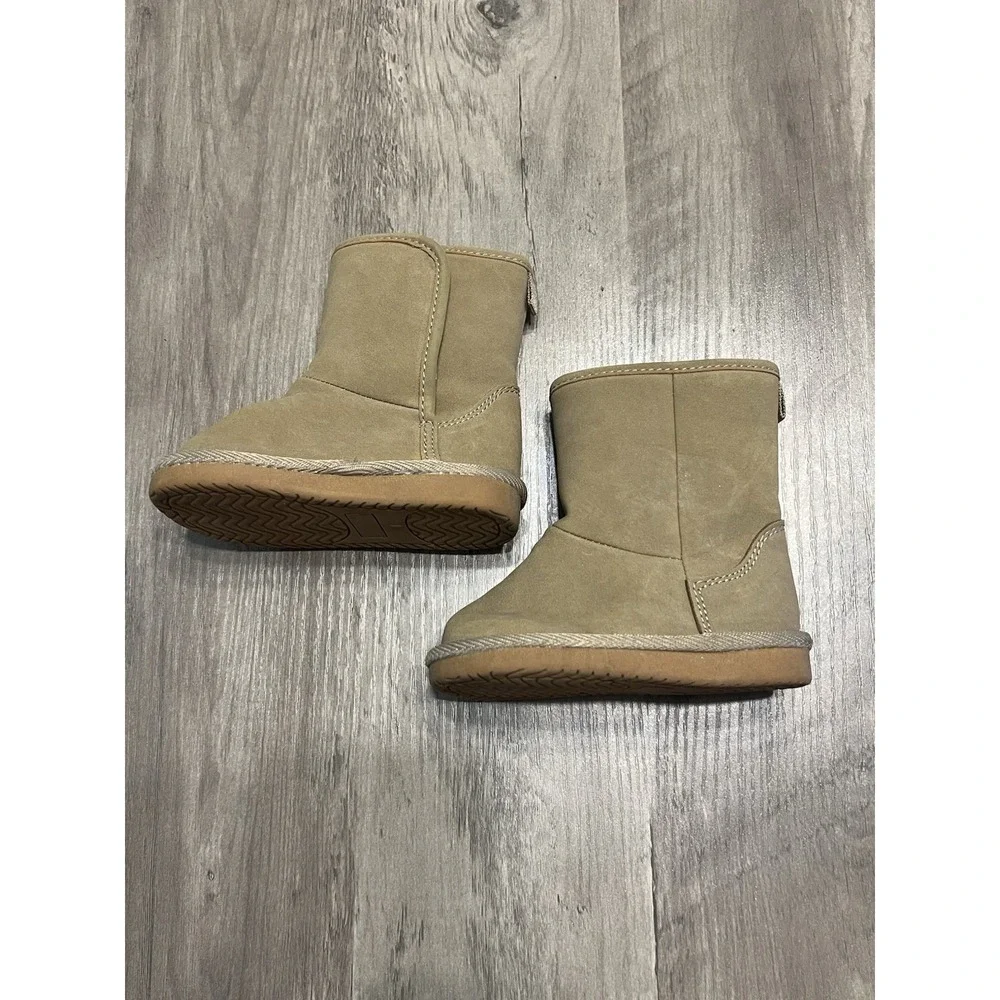 Carters Toddler Girls Boots Sz 4 Faux Suede & Fur Hook & Loop‎ Closure EUC!